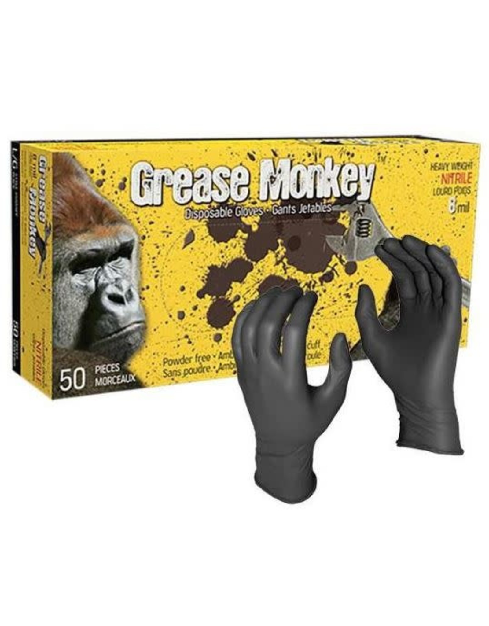 Watson Grease Monkey Nitrile Glove - 8 Mil,  Black - L