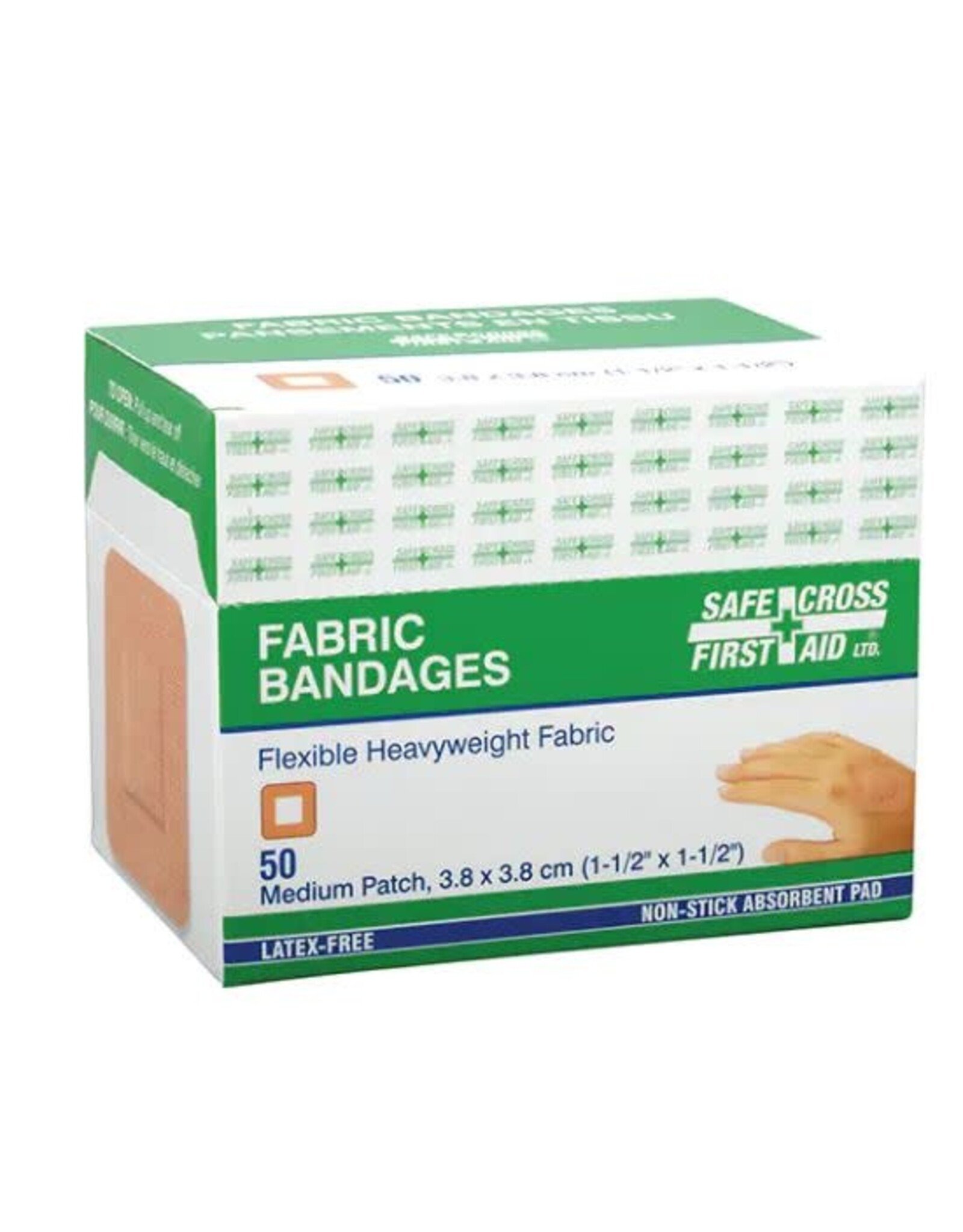 Safecross Fabric Bandages, 1-1/2" x1-1/2", 50/bx