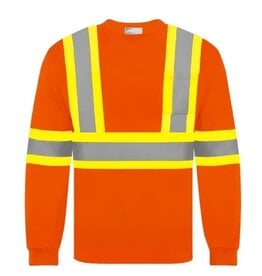 Ground Force High Vis Long Sleeve T's, 4" Stripe