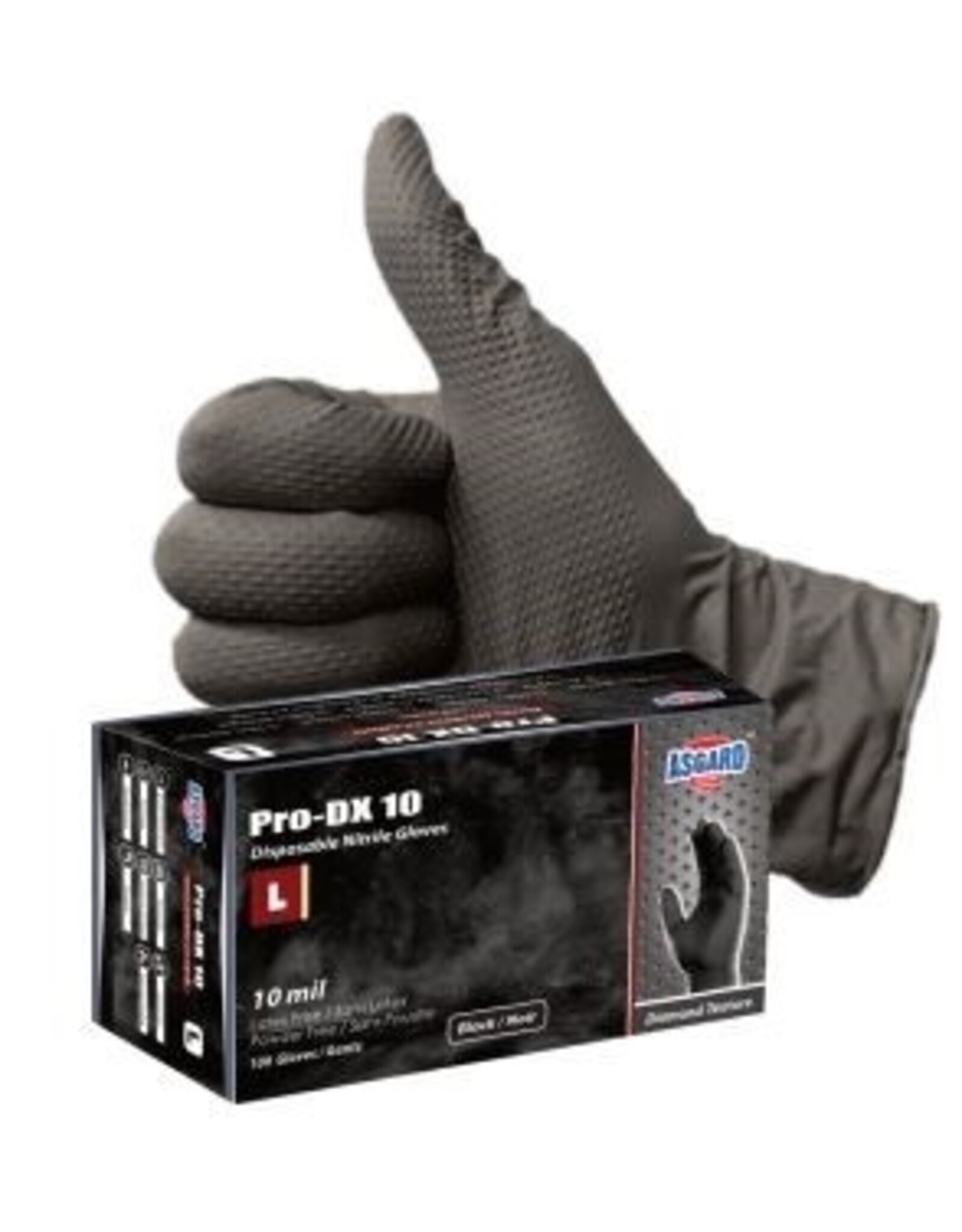 Asgard Pro-DX 10 mil Nitrile Glove w/Diamond Grip, (100)