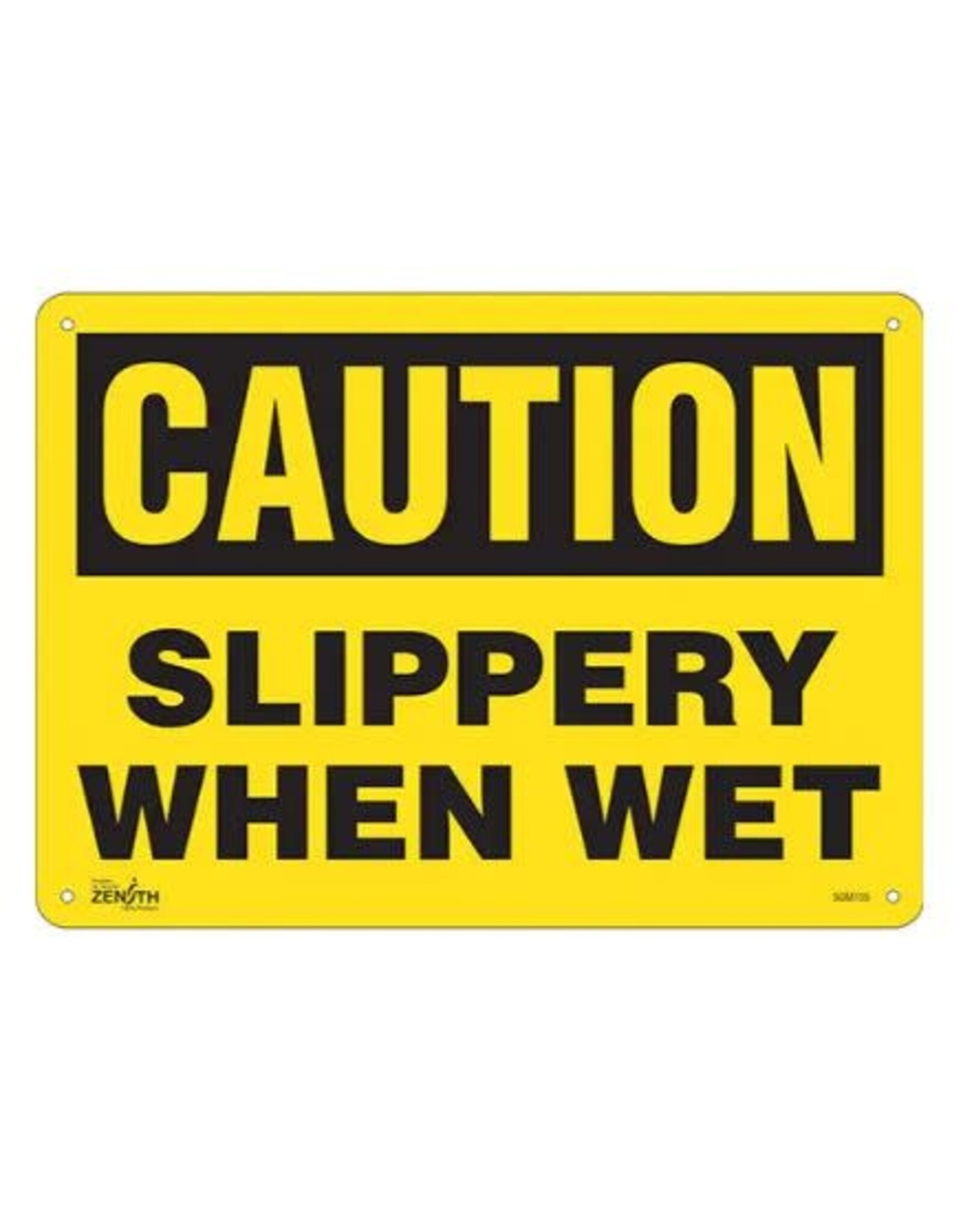Caution Slippery When Wet Sign, Plastic, 10" x 14"