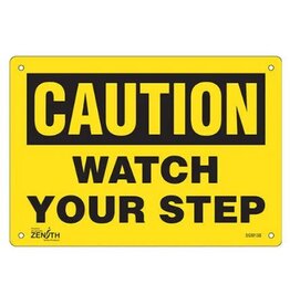Caution, Watch Your Step Sign, Plastic 7x10