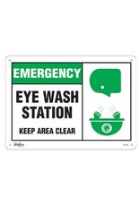 Eye wash Station Keep Area Clear Sign, 10" x 14, Plastic