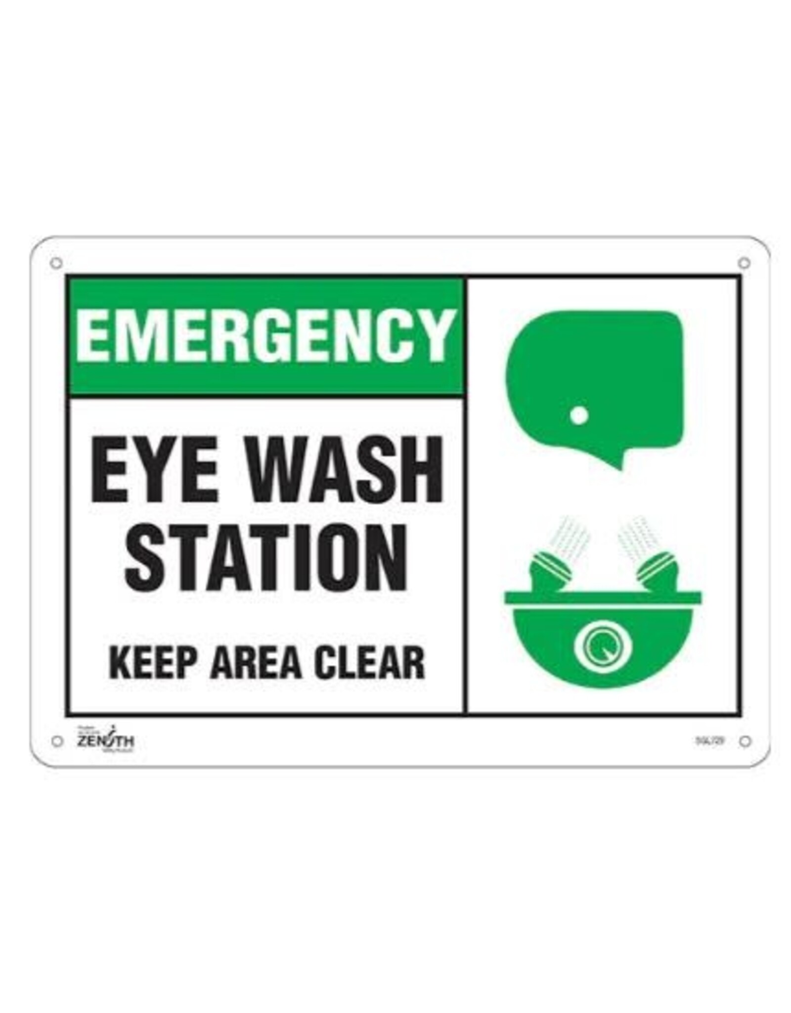 Eye wash Station Keep Area Clear Sign, 10" x 14, Plastic