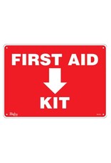 First Aid Sign - 10" x 14" - Plastic/Red