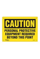 Caution PPE Required Sign, Plastic 7x10