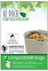 Al-Pack Mini Compostable Food Waste Bags, 17x16, 20/Pack