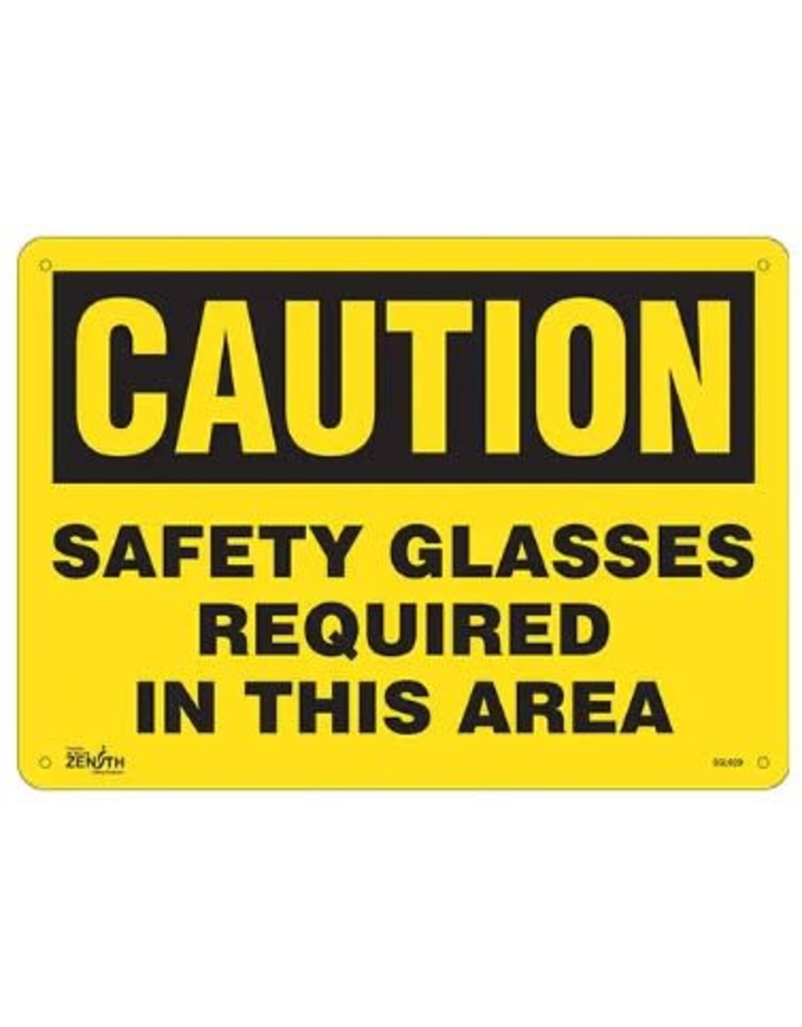 Safety Glasses Required Sign, 10x14, Yellow, Plastic