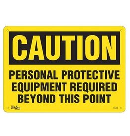 PPE Required this point Sign, 10x14, Yellow, Plastic