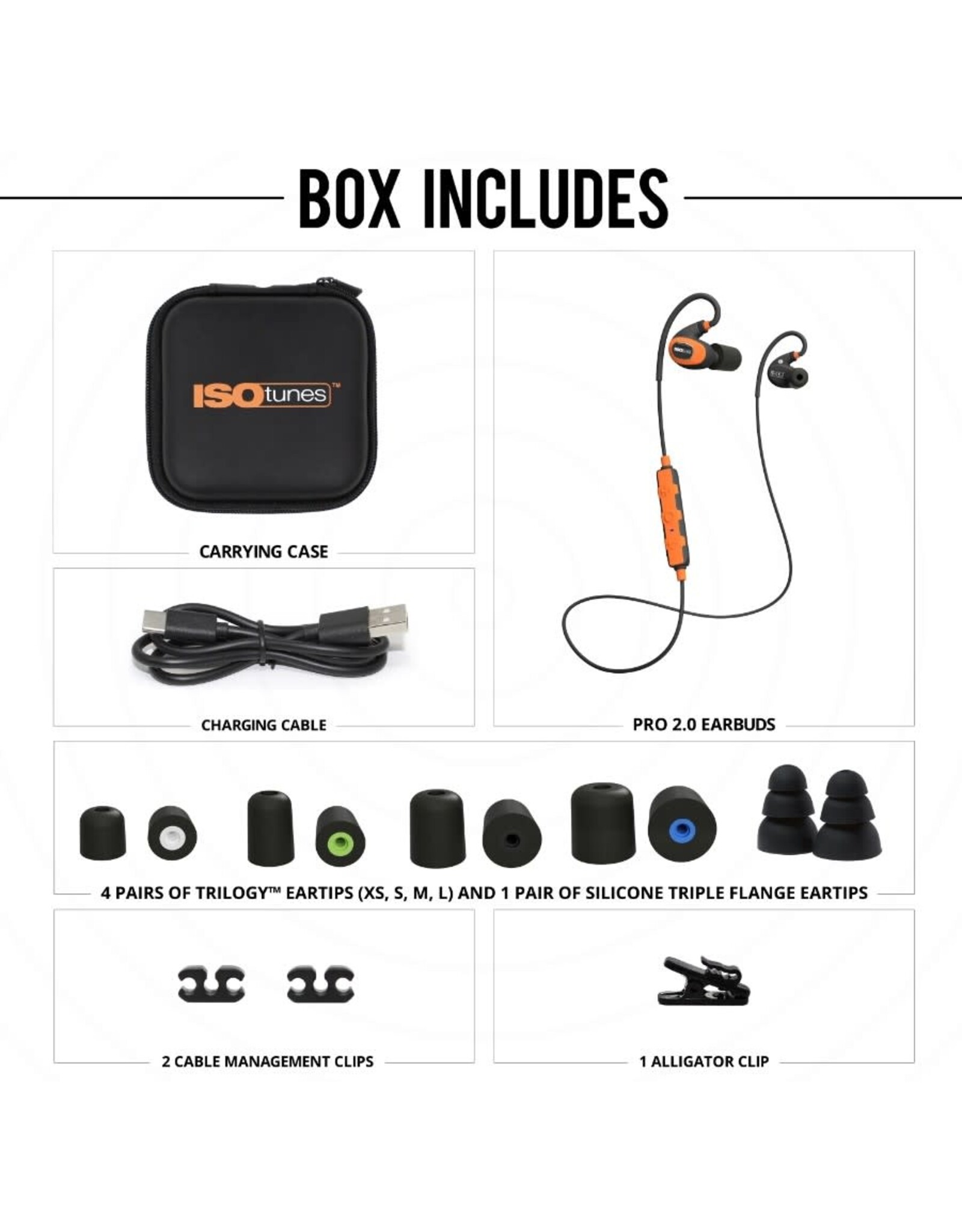 ISOTunes Pro 2.0 Bluetooth Earbuds w/Hook, NRR 27