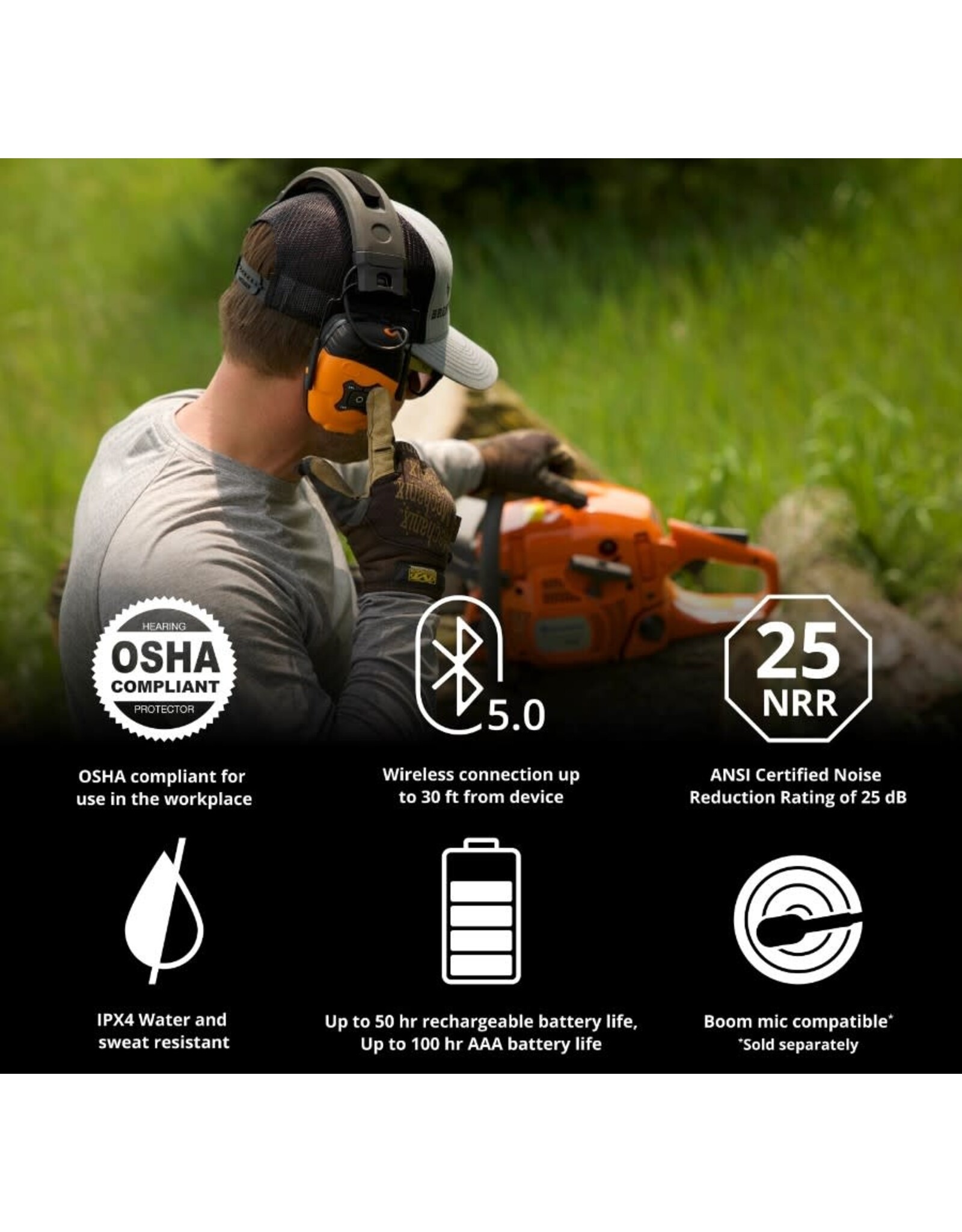 ISOTunes Link 2.0 Bluetooth Earmuffs, NRR 25