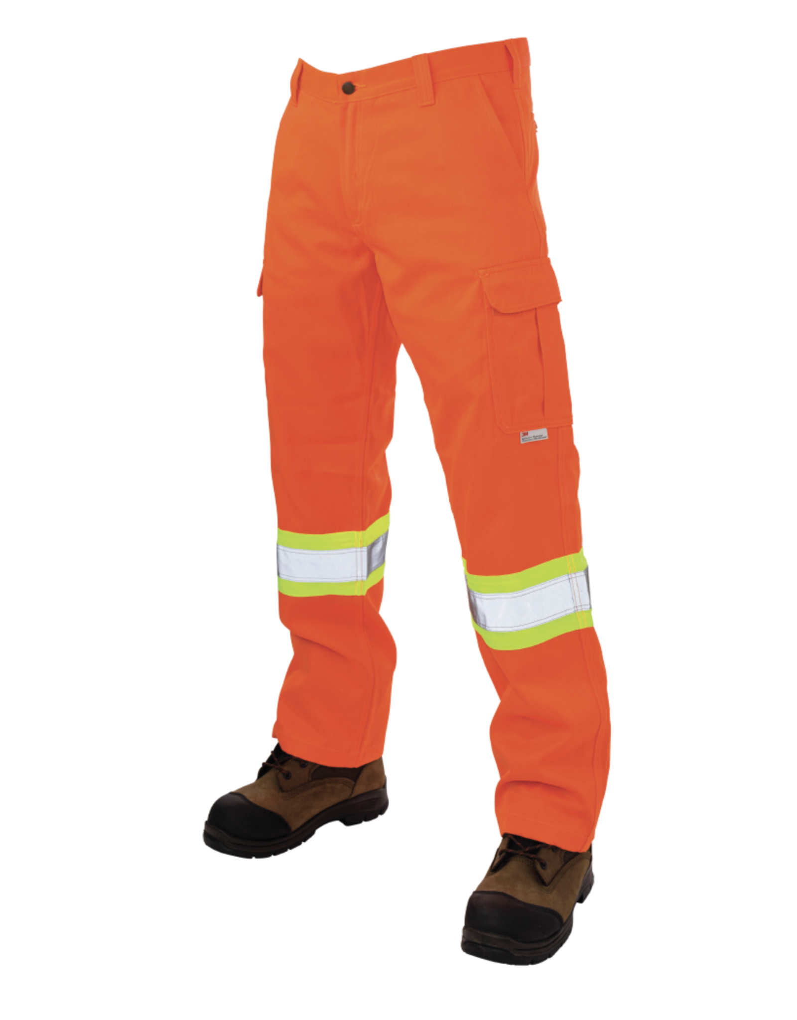 Tough Duck Relaxed Fit Twill Safety Cargo Work Pant, Orange