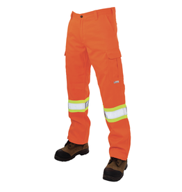 Tough Duck Relaxed Fit Twill Safety Cargo Work Pant, Orange