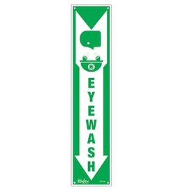 Eyewas Station Arrow Sign, Plastic, 18"x4"