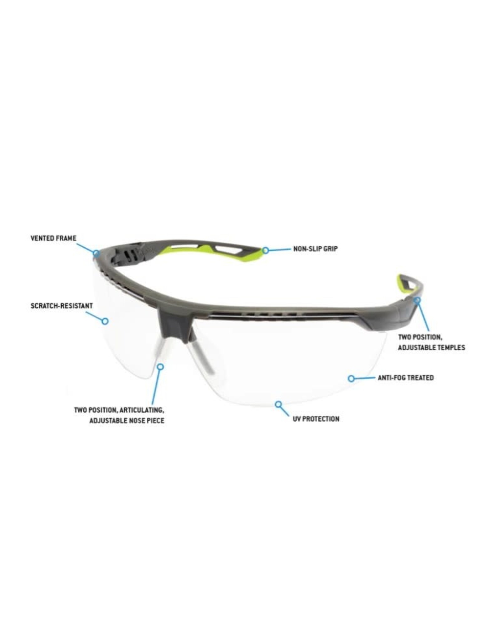 Pyramex TRUFlex Safety Glasses w/H2X Anti-Fog, Clear