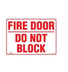 Fire Door Do Not Block Sign, 10 x 14, Plastic