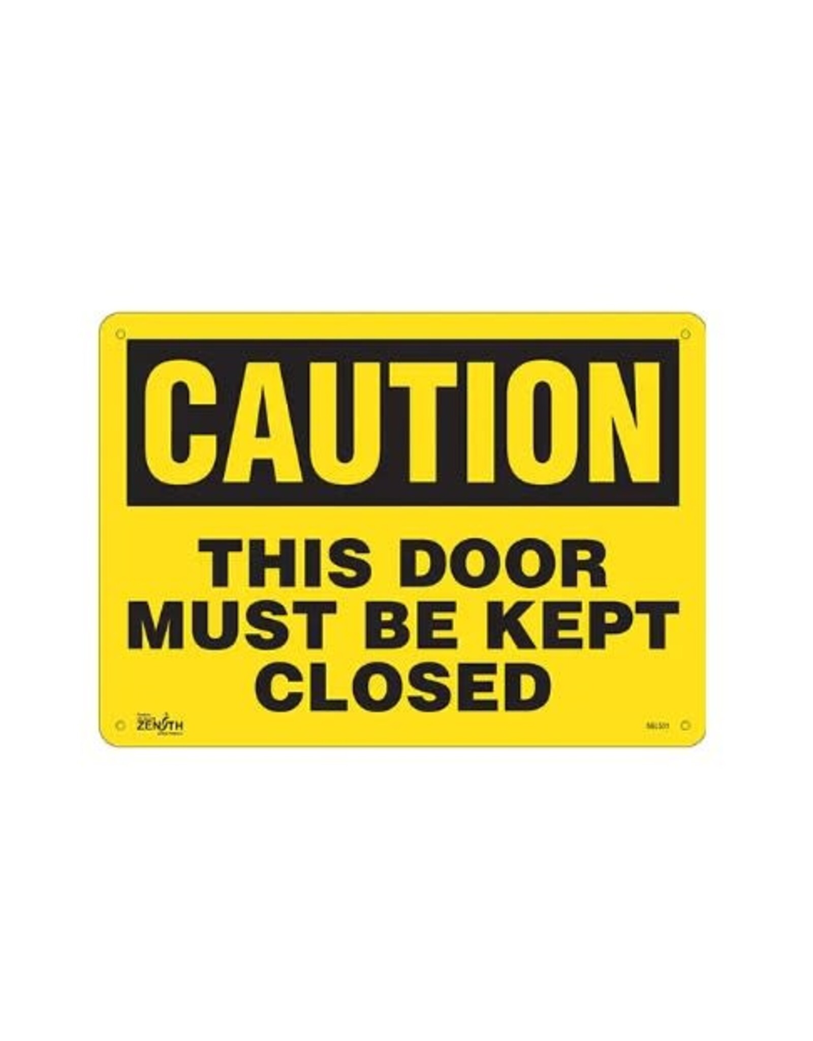 Caution Keep Door Closed Sign, 10 x 14, Plastic