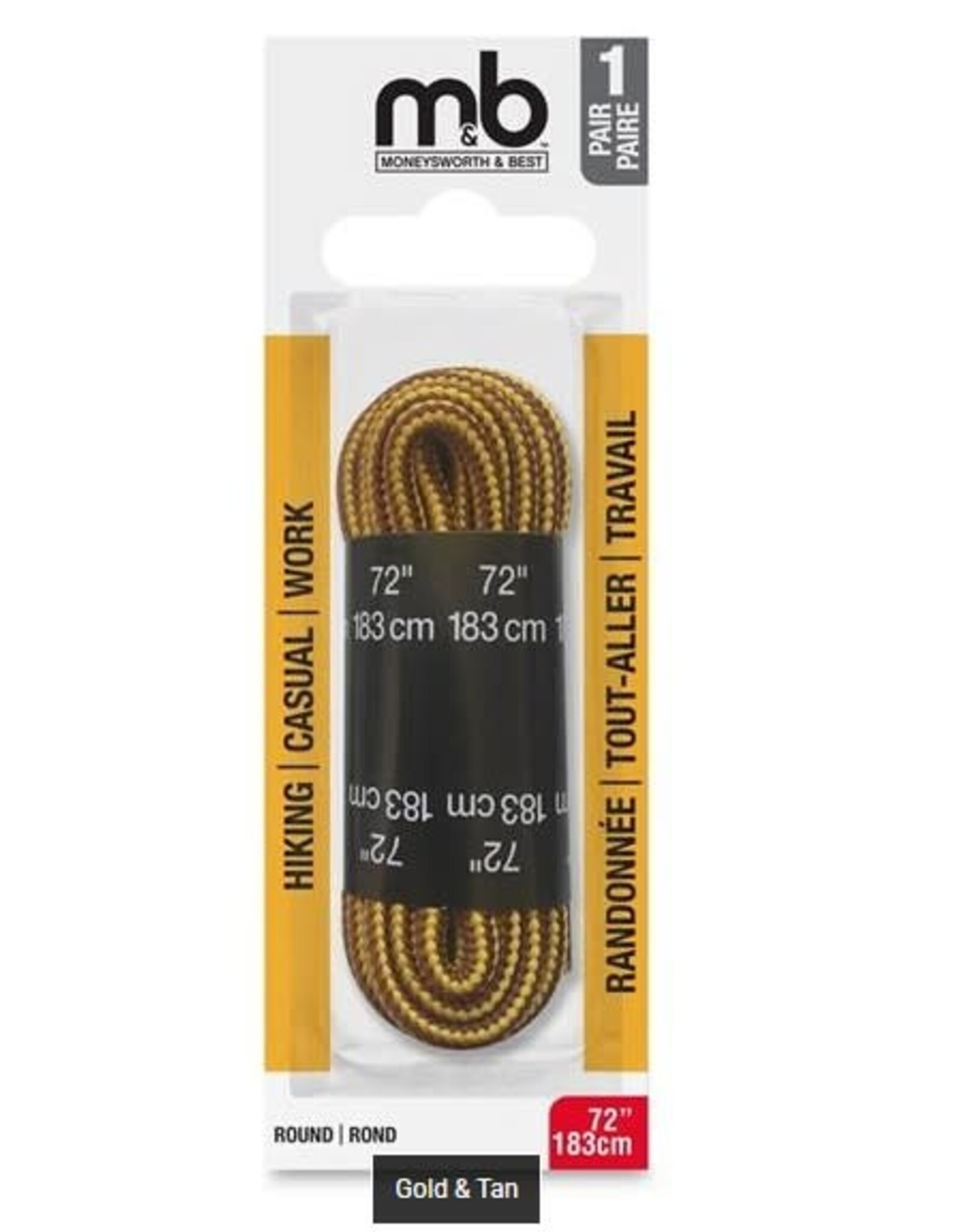 M&B Work Boot/Shoe Laces - Gold/Tan