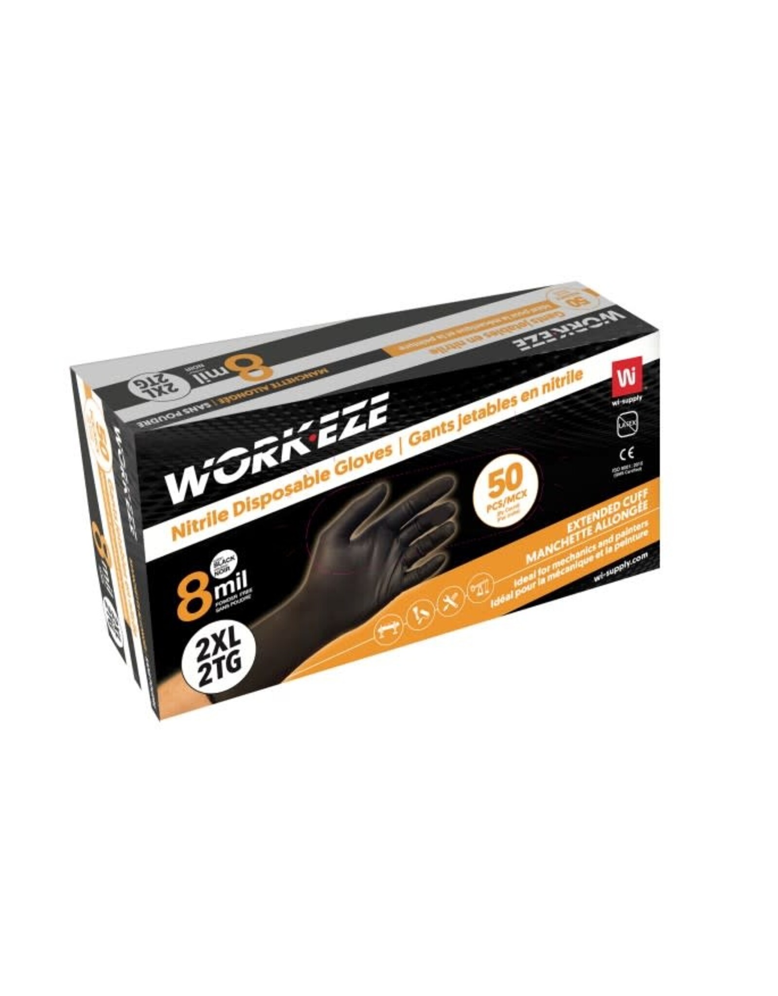 Workeze Nitrile Glove, 8 Mil Smooth, 50/Bx