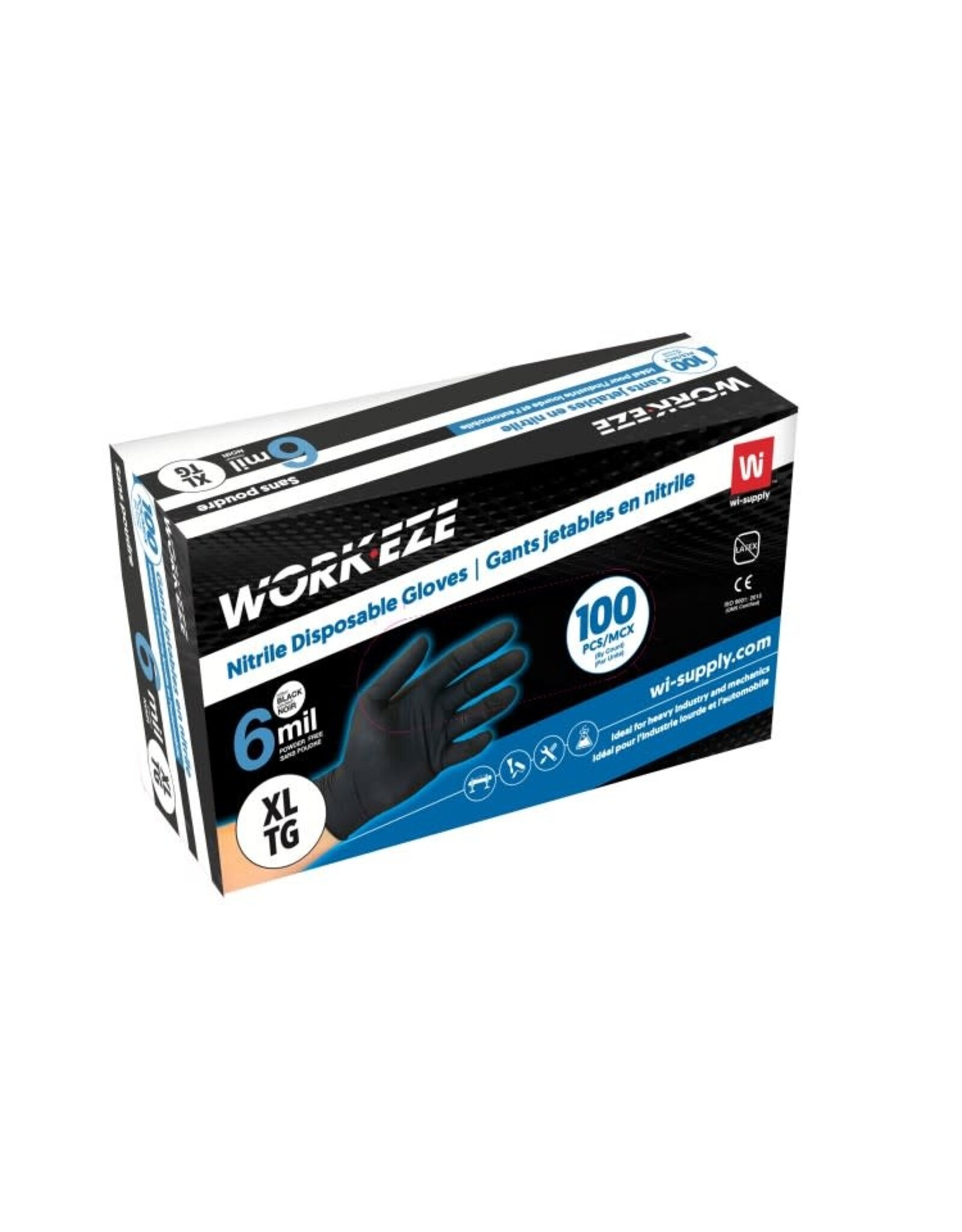 Workeze Nitrile Gloves, 6 Mil, 100/Bx