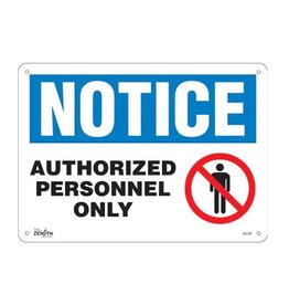 Authorized Personnel Only Sign, 10 x 17 Plastic