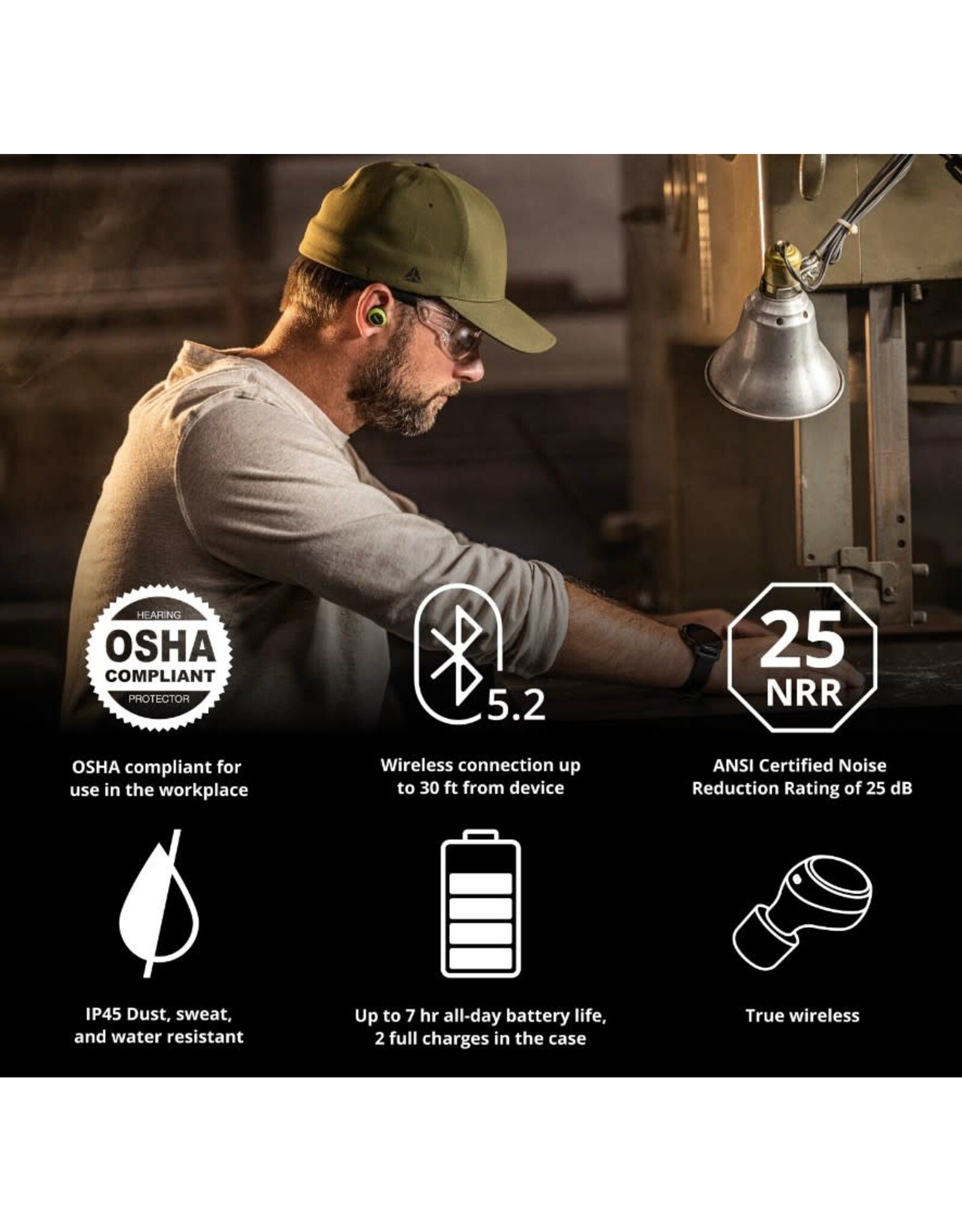 ISOTunes Free 2.0 Bluetooth Earbuds, NRR 25