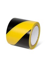 Hazard Warning Tape, PVC 6 Mil, Blk/Yel, 4" x 100'