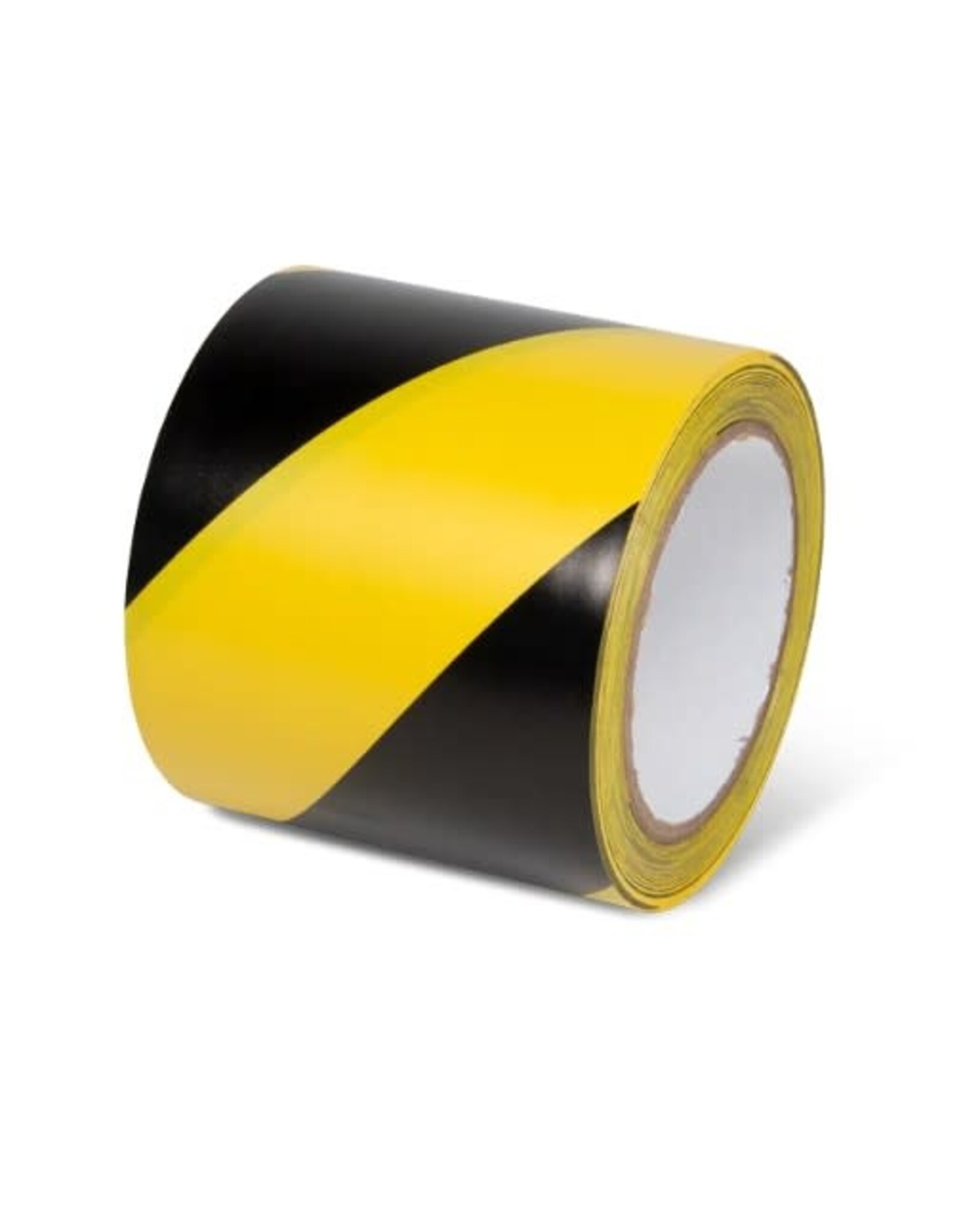 Hazard Warning Tape, PVC 6 Mil, Blk/Yel, 4" x 100'