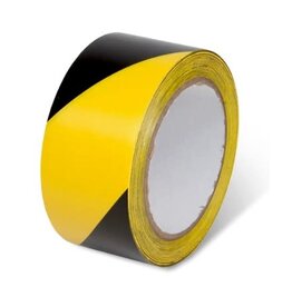 Hazard Warning Tape, PVC 6 Mil, Blk/Yel, 2" x 100'