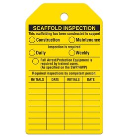 SCAFFOLD INSPECTION Safety Tag, 25/Pk