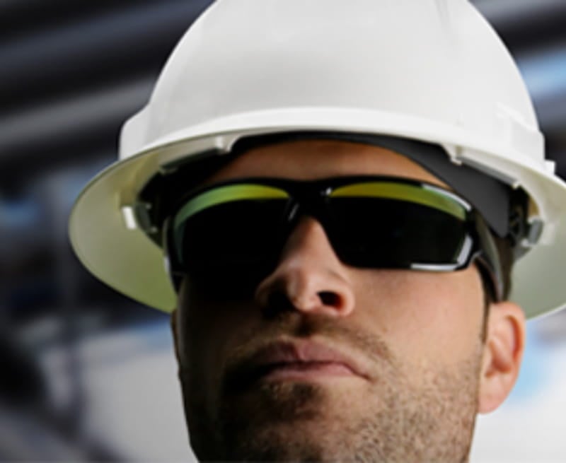 Hard hat with safety glasses