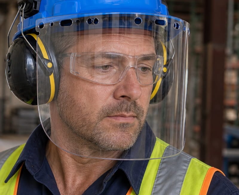 Hard hat with face sheild