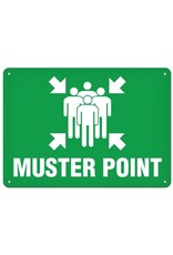 Muster Point Sign, 10 x 14, Plastic