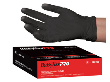 BABYLISSPRO Gants de Nitrile Jetables Noirs
