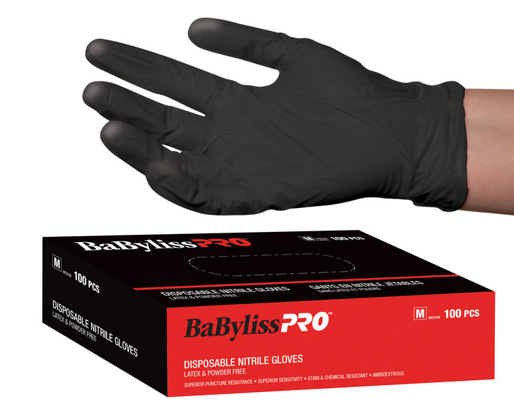 BABYLISSPRO Gants de Nitrile Jetables Noirs