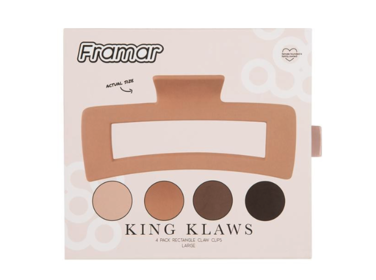 FRAMAR KING KLAWS Grandes Pince pour Cheveux (Paquet de 4)