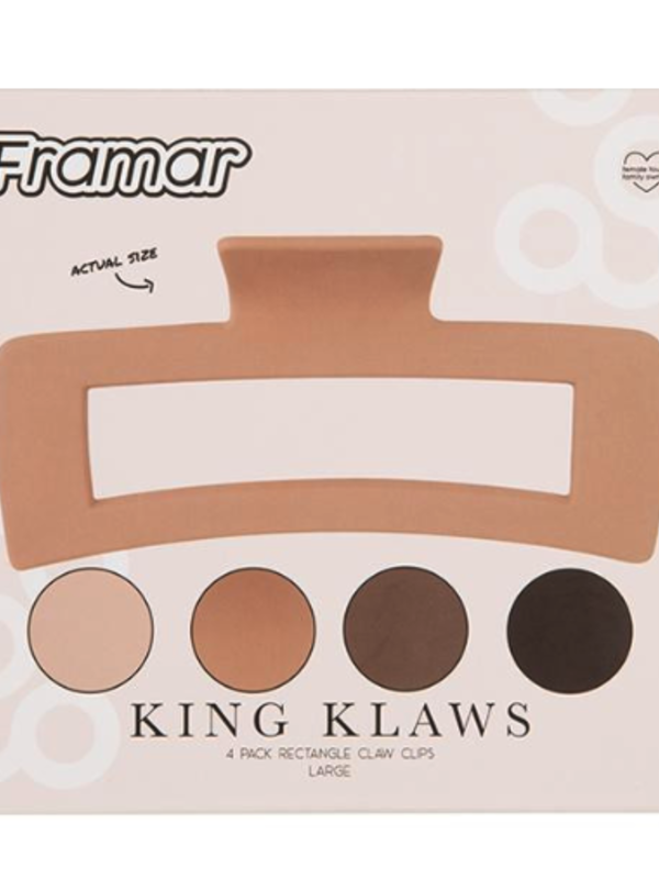 FRAMAR KING KLAWS Grandes Pince pour Cheveux (Paquet de 4)