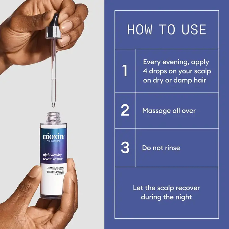 NIOXIN Pro Clinical NIOXIN - SERUM | Night Density Rescue | Traitement Intensif avec Oxydine 70ml (2.3 oz)