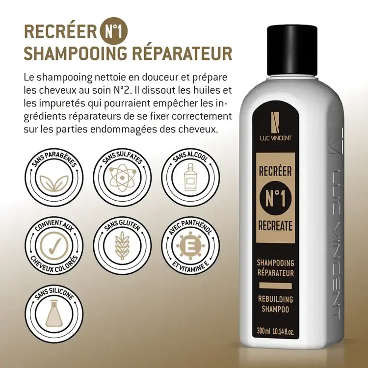 LUC VINCENT Recréer N°1 | Repair Shampoo - Cleanses, Repairs and Strengthens Hair
