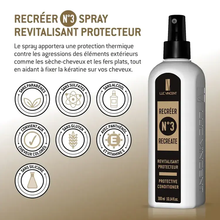 LUC VINCENT Recréer N°3 | Revitalisant Protecteur - Hydrate, Protège et Renforce les Cheveux