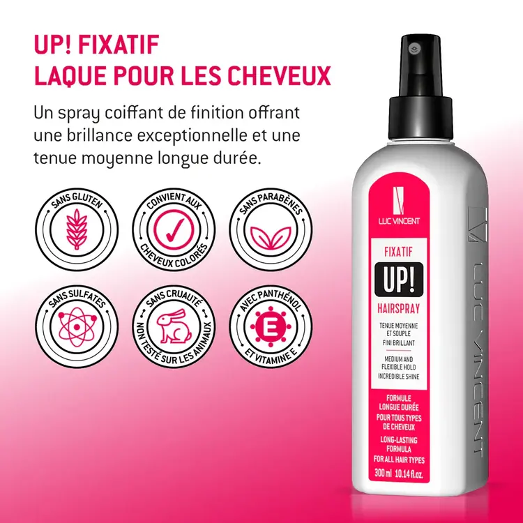 LUC VINCENT LUC VINCENT - UP! Hairspray Medium And Flexible Hold / Fixatif Tenue Moyenne et Souple (300ml/10.14oz)