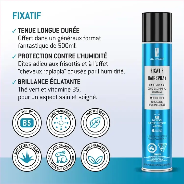 LUC VINCENT LUC VINCENT - COIFFANTS | FIXATIF HAIRSPRAY Medium Hold / Tenue Moyenne 500ml (339g)