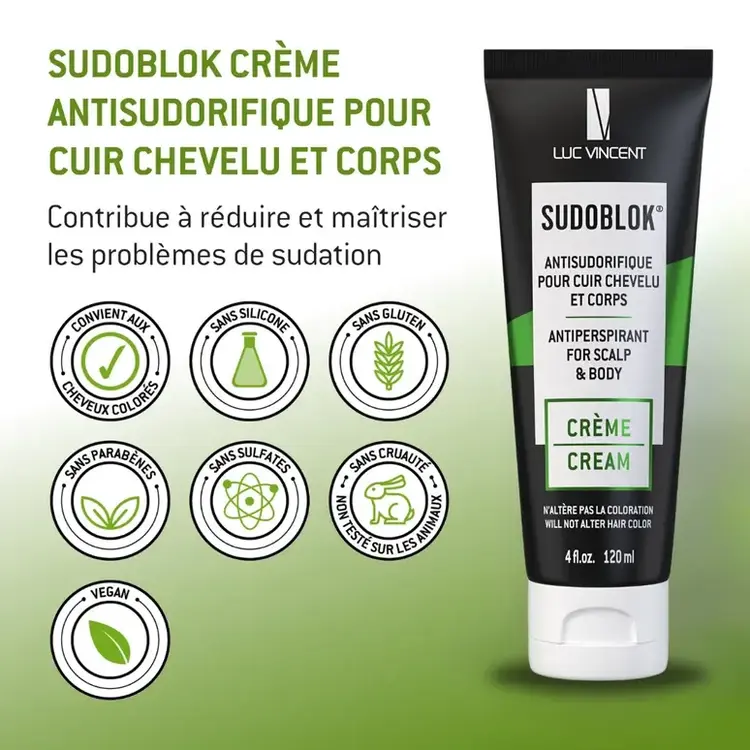 LUC VINCENT Sudoblok | Antiperspirant Cream - Controls Scalp and Body Perspiration