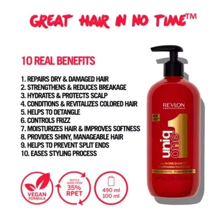 REVLON PROFESSIONAL REVLON - UNIQ ONE | ALL IN ONE | ORIGINALE Shampoo / Shampooing Tout-en-Un 10 Bienfaits 490ml (16.5 oz)