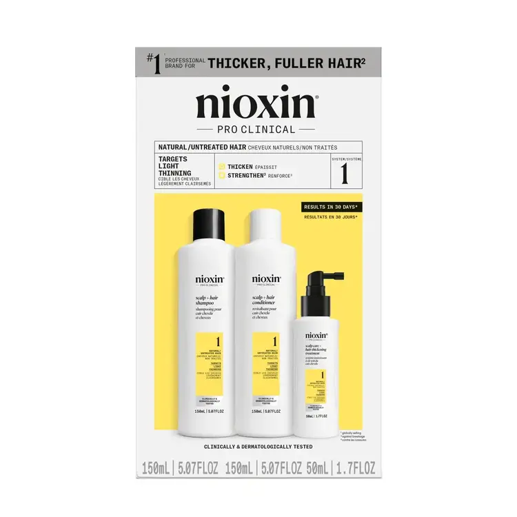 NIOXIN Pro Clinical NIOXIN - SYSTÈME | 1 Cheveux Naturels - Légèrement Clairsemés | KIT | Trousse d'Essaie