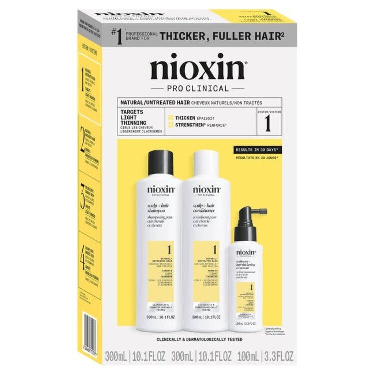 NIOXIN Pro Clinical NIOXIN - SYSTÈME | 1 Cheveux Naturels - Légèrement Clairsemés | KIT | Trousse de Départ