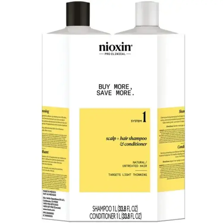 NIOXIN Pro Clinical NIOXIN - SYSTÈME | 1 Cheveux Naturels Légèrement Clairsemés | DUO