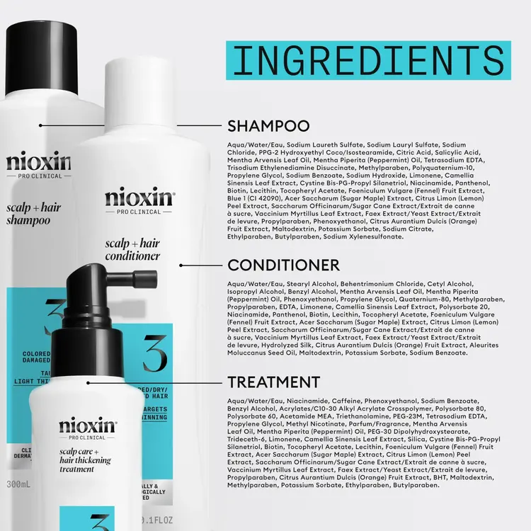 NIOXIN Pro Clinical NIOXIN - SYSTÈME | 3 Cheveux Colorés - Légèrement Clairsemés | KIT | Trousse de Départ