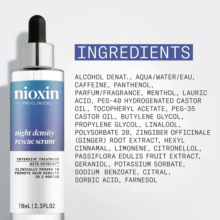 NIOXIN Pro Clinical NIOXIN - SERUM | Night Density Rescue | Traitement Intensif avec Oxydine 70ml (2.3 oz)
