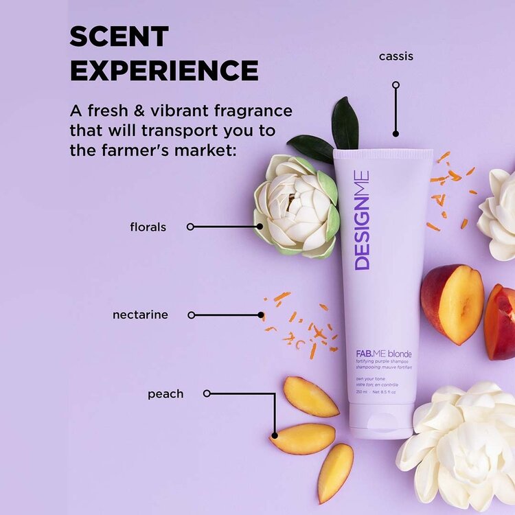 DESIGN.ME Fab.Me | Strengthening Purple Shampoo 250 ml (8.5 fl. oz) – Tones Brass and Fortifies Blonde and Highlighted Hair